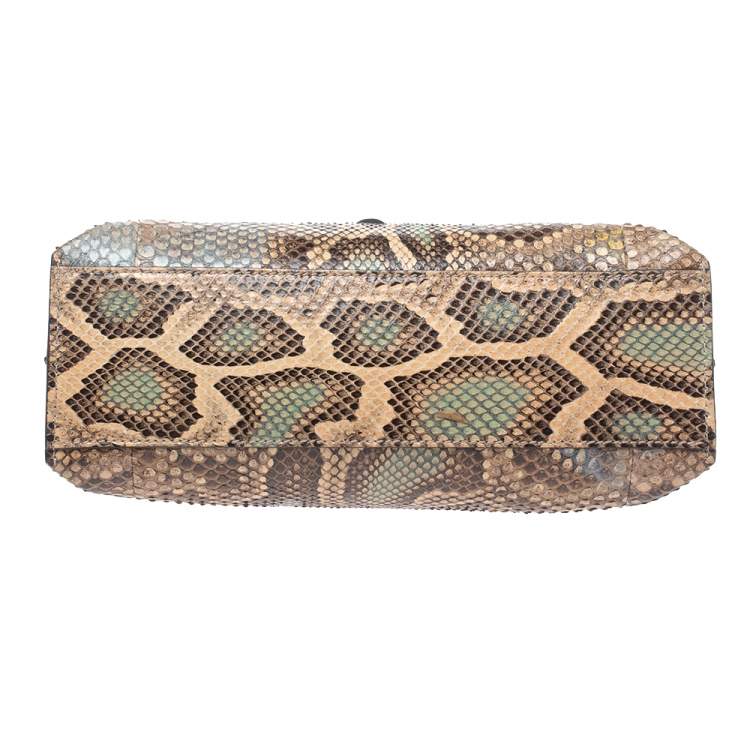 Pre Owned Gucci Multicolor Python Small Bamboo Daily Top Handle Bag