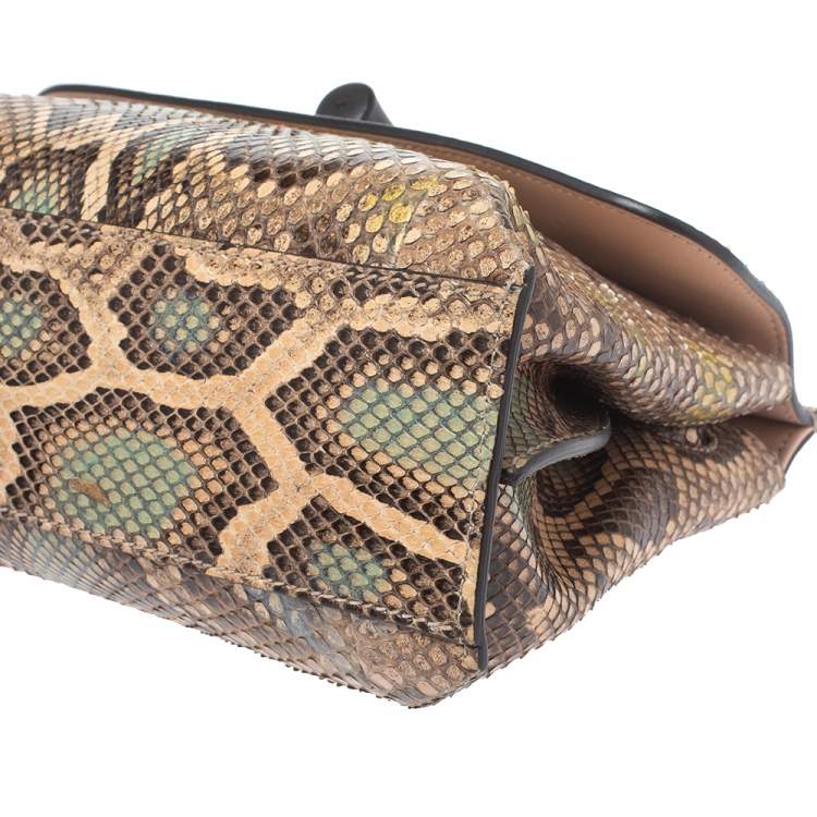 Pre Owned Gucci Multicolor Python Small Bamboo Daily Top Handle Bag