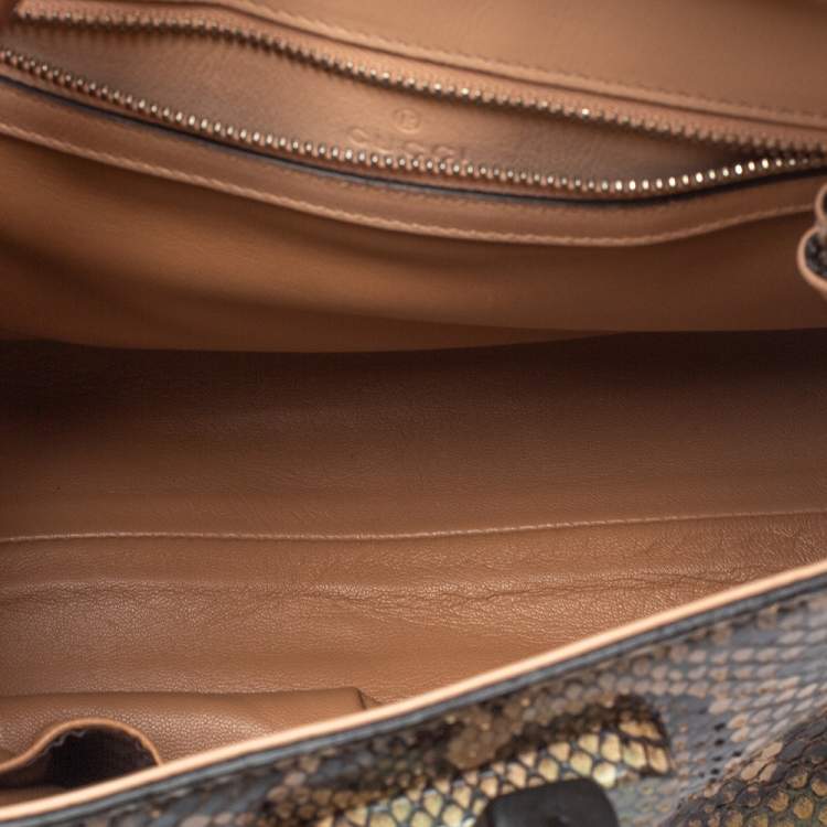 Pre Owned Gucci Multicolor Python Small Bamboo Daily Top Handle Bag