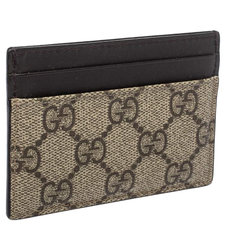 Pre Owned Gucci Beige GG Supreme Canvas Card Holder