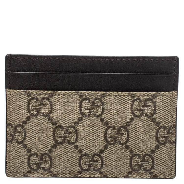 Pre Owned Gucci Beige GG Supreme Canvas Card Holder