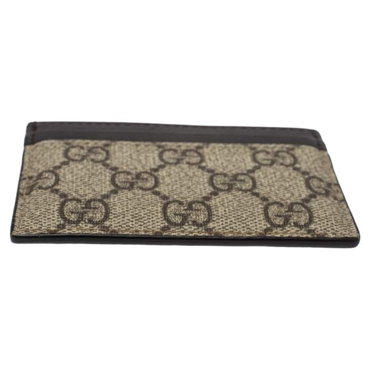 Pre Owned Gucci Beige GG Supreme Canvas Card Holder