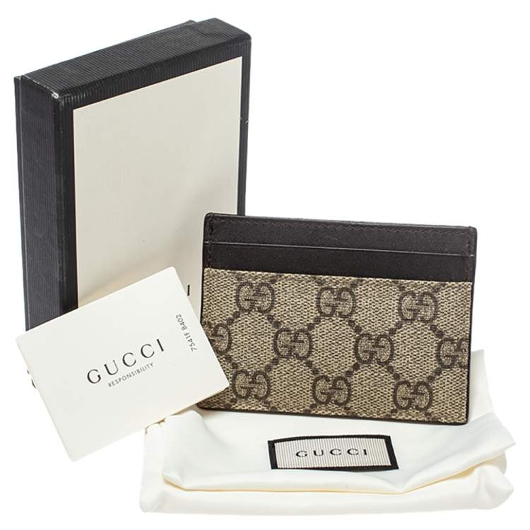 Pre Owned Gucci Beige GG Supreme Canvas Card Holder