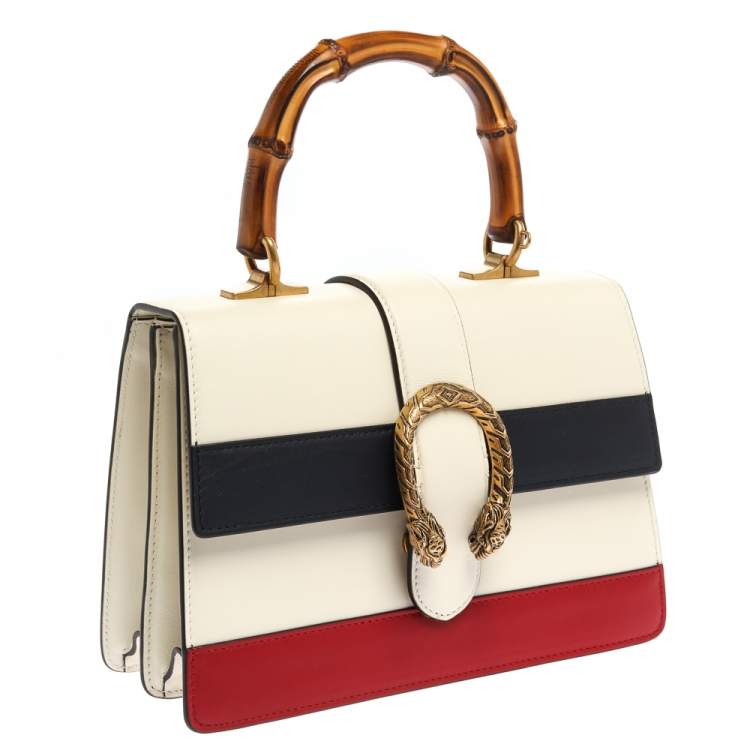 Pre Owned Gucci Tri Color Leather Medium Dionysus Bamboo Top Handle Bag