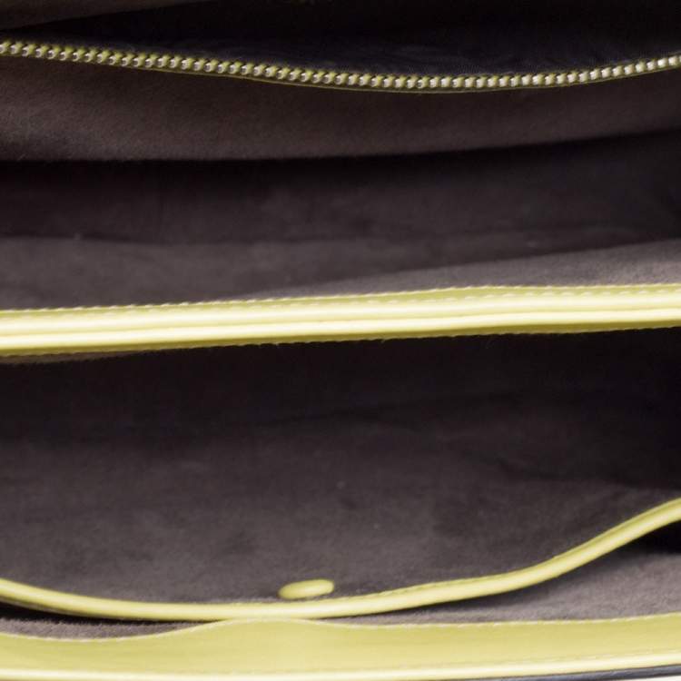 Pre Owned Gucci Yellow Patent Leather Lady Lock Bamboo Top Handle Bag