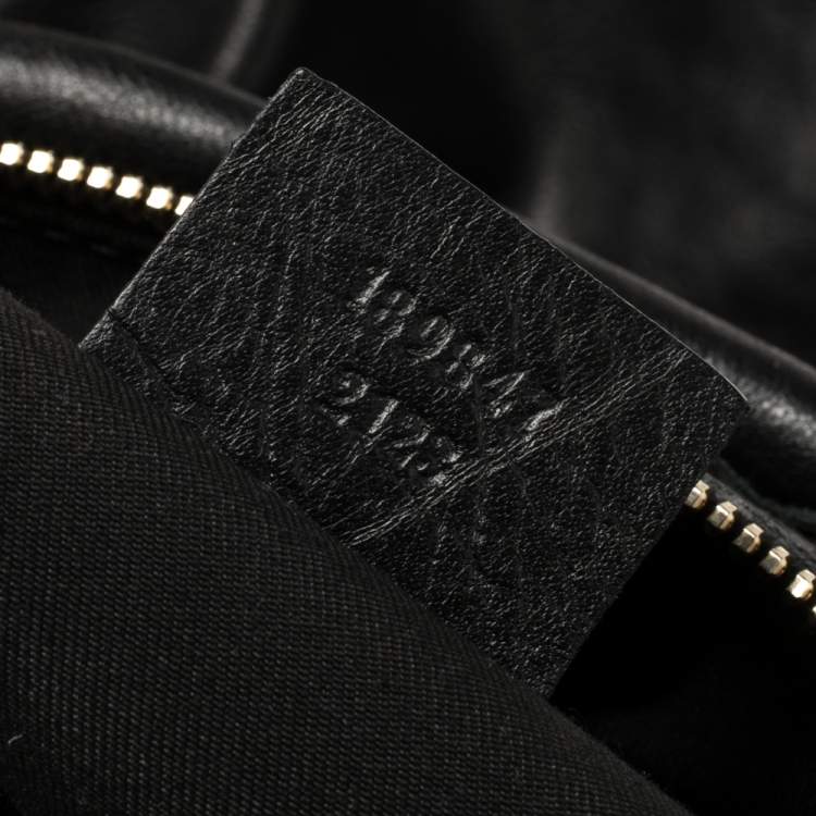 Pre Owned Gucci Black Leather Sabrina Medium Boston Bag