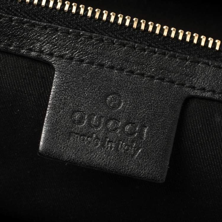 Pre Owned Gucci Black Leather Sabrina Medium Boston Bag