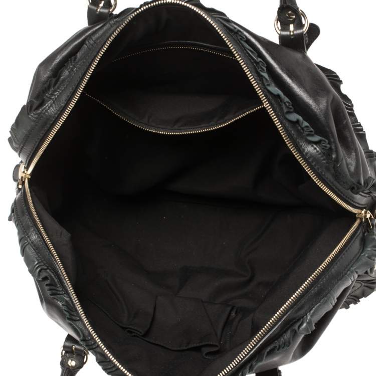 Pre Owned Gucci Black Leather Sabrina Medium Boston Bag
