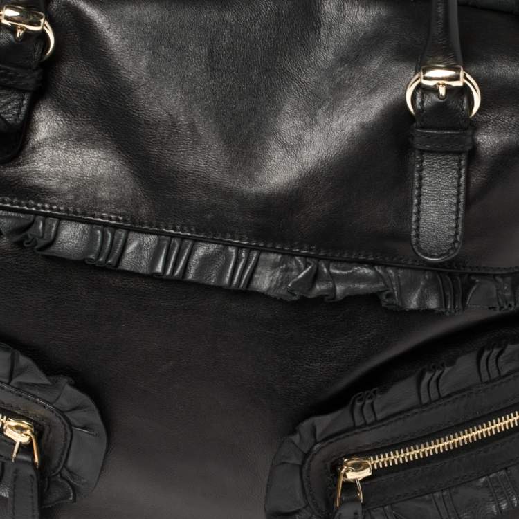 Pre Owned Gucci Black Leather Sabrina Medium Boston Bag