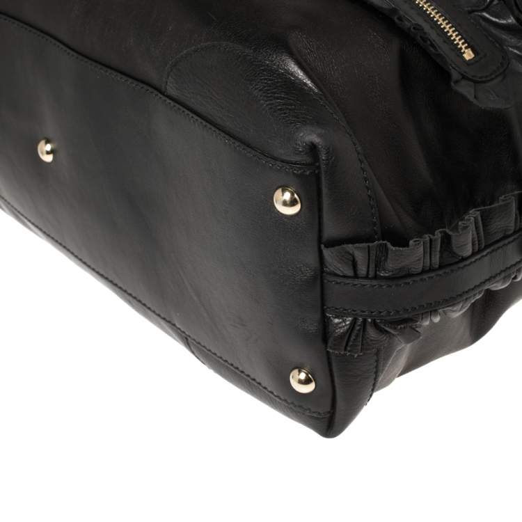 Pre Owned Gucci Black Leather Sabrina Medium Boston Bag