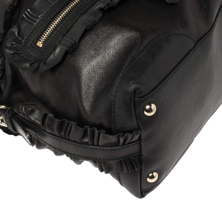 Pre Owned Gucci Black Leather Sabrina Medium Boston Bag