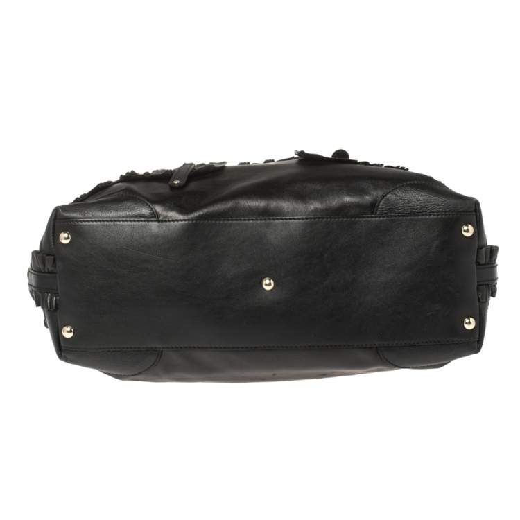Pre Owned Gucci Black Leather Sabrina Medium Boston Bag