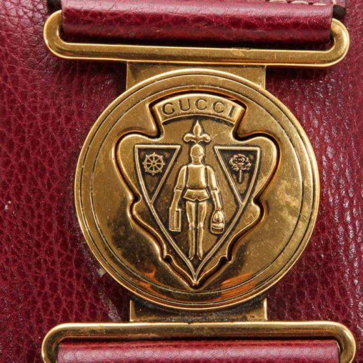 Pre Owned Gucci Maroon Leather Aviatrix Medium Boston Satchel