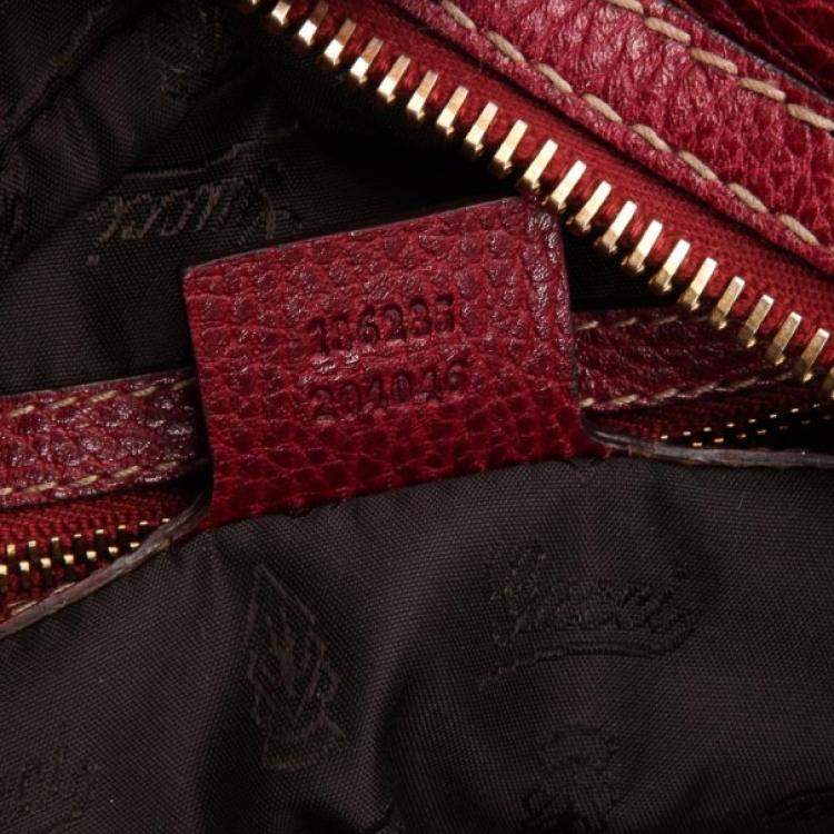 Pre Owned Gucci Maroon Leather Aviatrix Medium Boston Satchel