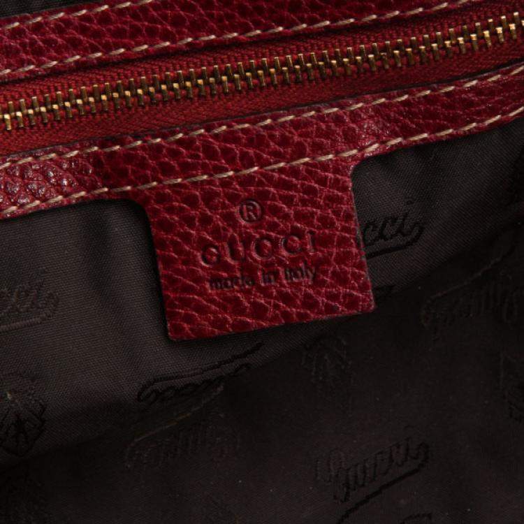 Pre Owned Gucci Maroon Leather Aviatrix Medium Boston Satchel