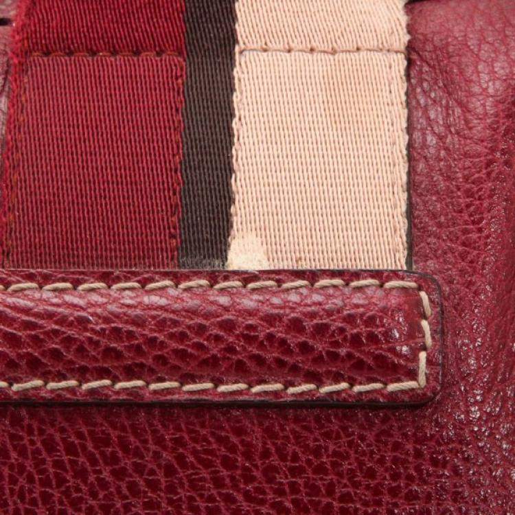 Pre Owned Gucci Maroon Leather Aviatrix Medium Boston Satchel