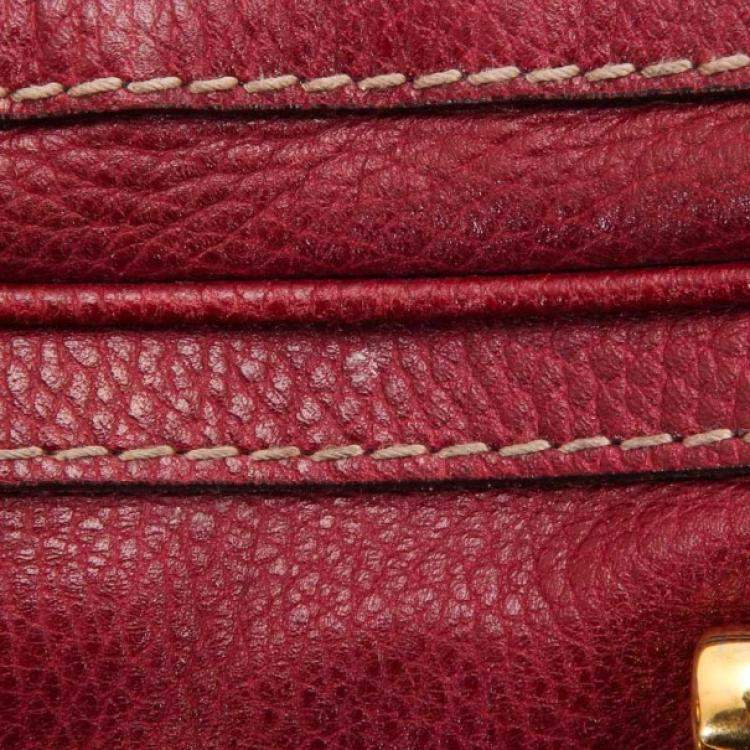 Pre Owned Gucci Maroon Leather Aviatrix Medium Boston Satchel