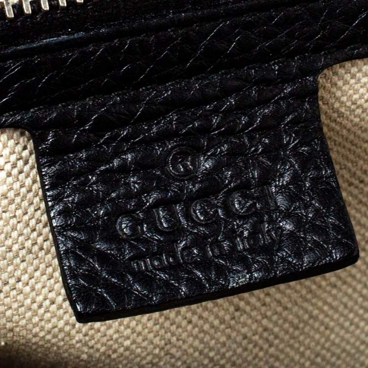 Pre Owned Gucci Black GG Neoprene and Leather Large New Bamboo Tassel Top Handle Bag