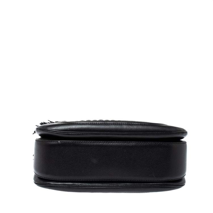 Pre Owned Gucci Black GG Neoprene and Leather Large New Bamboo Tassel Top Handle Bag