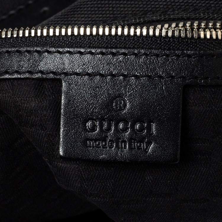 Pre Owned Gucci Black Canvas and Perforated Leather Reins Hobo