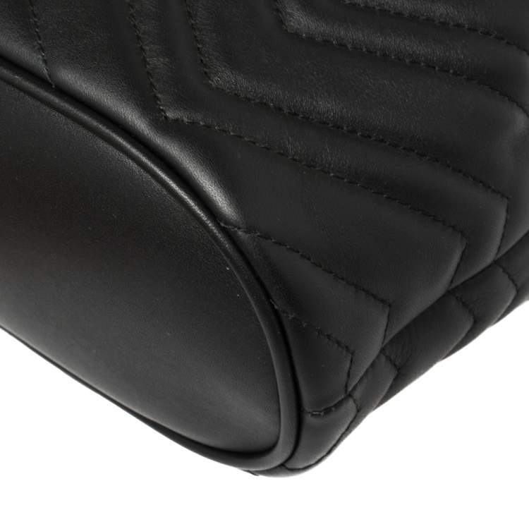 Pre Owned Gucci Black Matelasse Leather GG Marmont Backpack