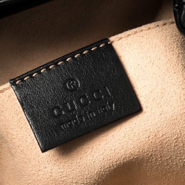 Pre Owned Gucci Black Matelasse Leather GG Marmont Backpack