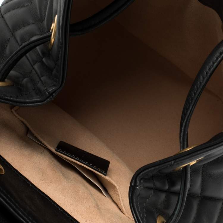 Pre Owned Gucci Black Matelasse Leather GG Marmont Backpack