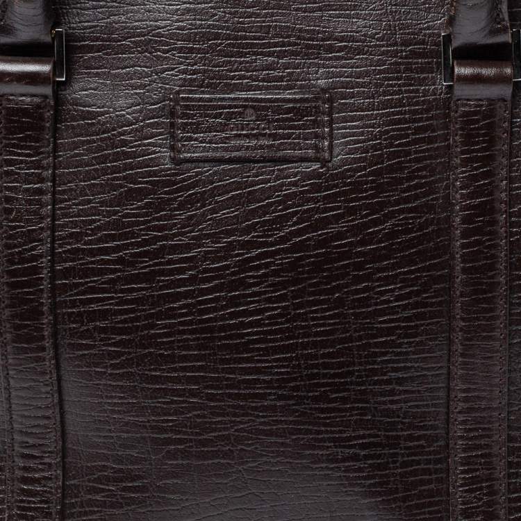 Pre Owned Gucci Dark Brown Leather Zip Satchel