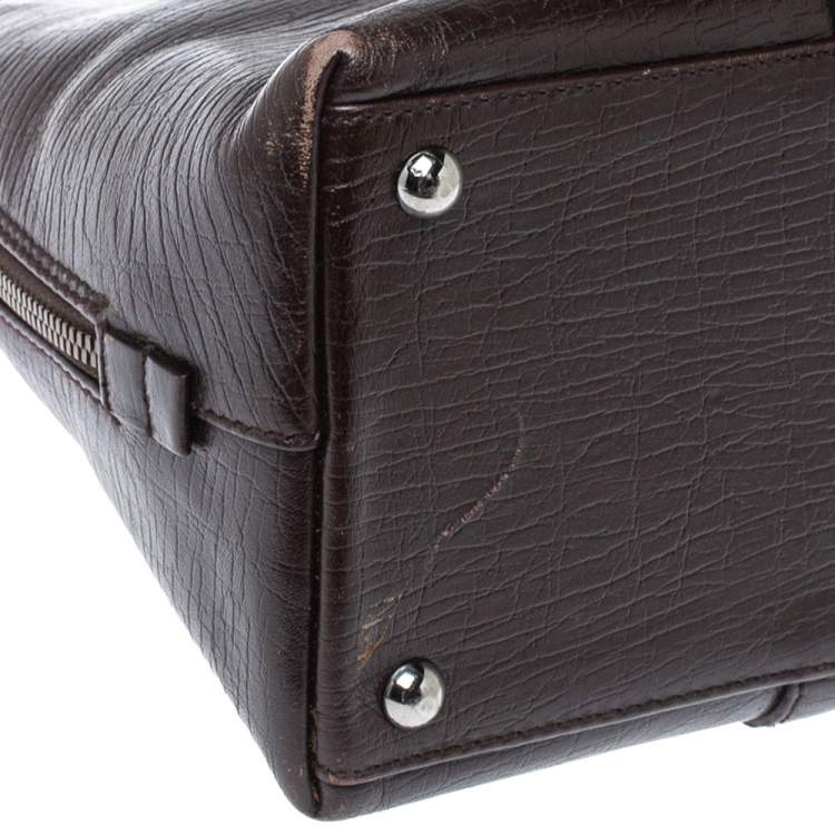 Pre Owned Gucci Dark Brown Leather Zip Satchel