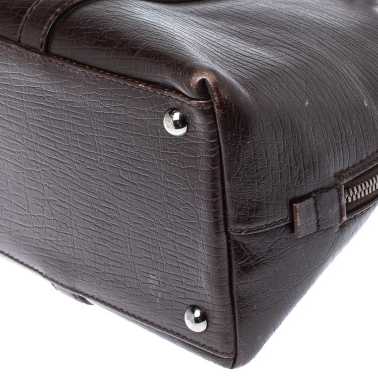Pre Owned Gucci Dark Brown Leather Zip Satchel