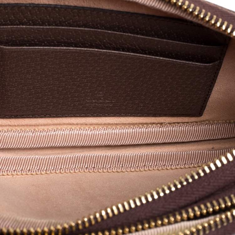 Pre Owned Gucci Beige/Ebony GG Supreme Canvas and Leather Ophidia Wristlet Pouch