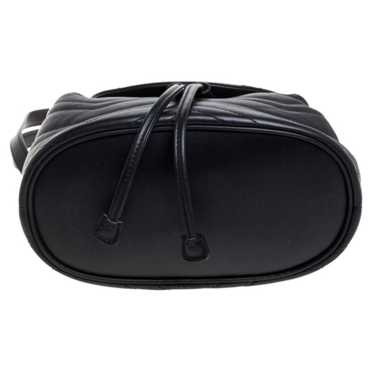 مملوكة مسبقًا Gucci Black Matelasse Leather GG Marmont Backpack