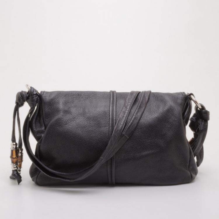 Pre Owned Gucci Black Leather Jungle Messenger