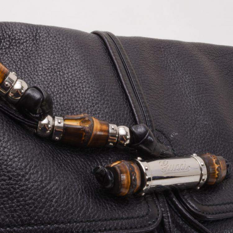 Pre Owned Gucci Black Leather Jungle Messenger