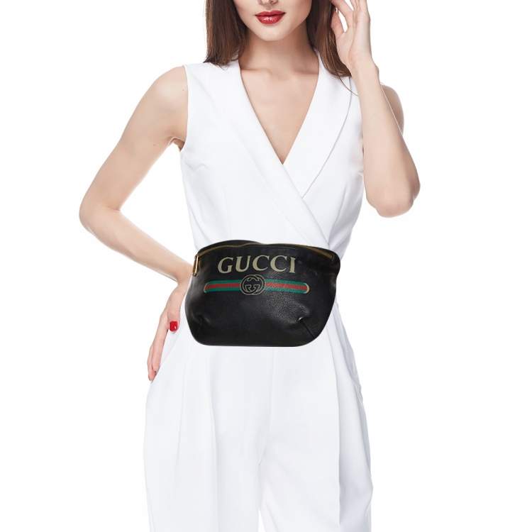 Gucci Black Pebbled Leather Logo Web Belt Bag Gucci | TLC