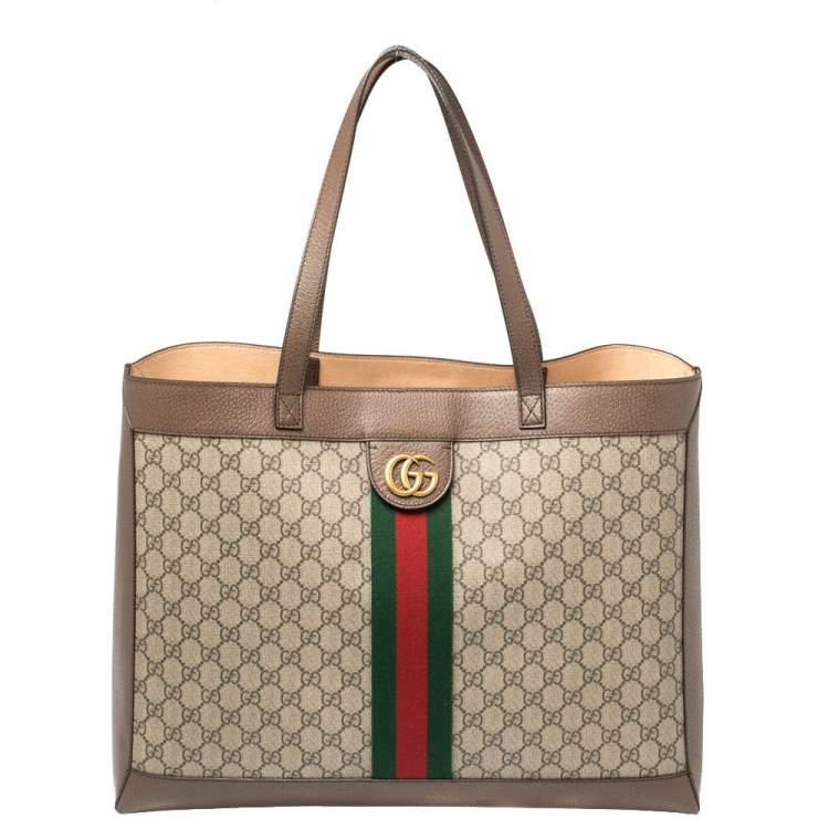 Gucci Ophidia GG Medium Tote Beige/Ebony in Canvas with Gold-tone - US