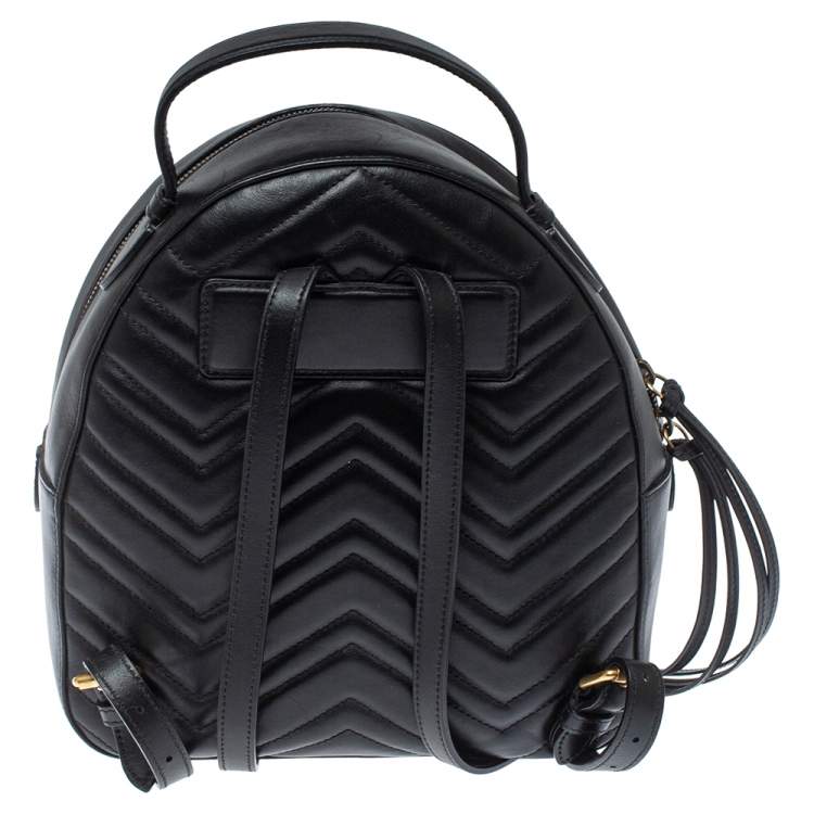 مملوكة مسبقًا Gucci Black Matelasse Leather GG Marmont Backpack