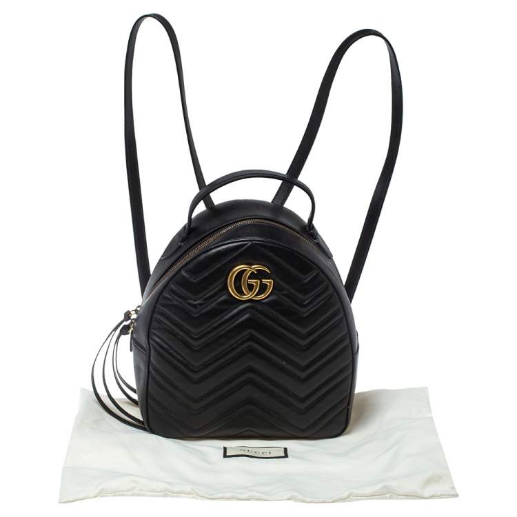 مملوكة مسبقًا Gucci Black Matelasse Leather GG Marmont Backpack