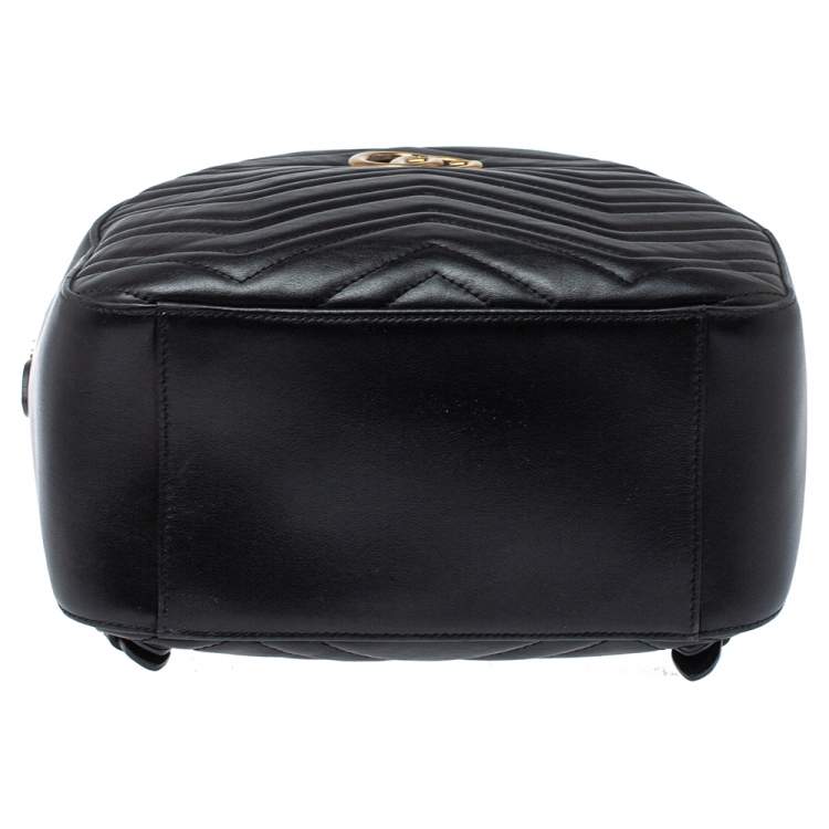 مملوكة مسبقًا Gucci Black Matelasse Leather GG Marmont Backpack