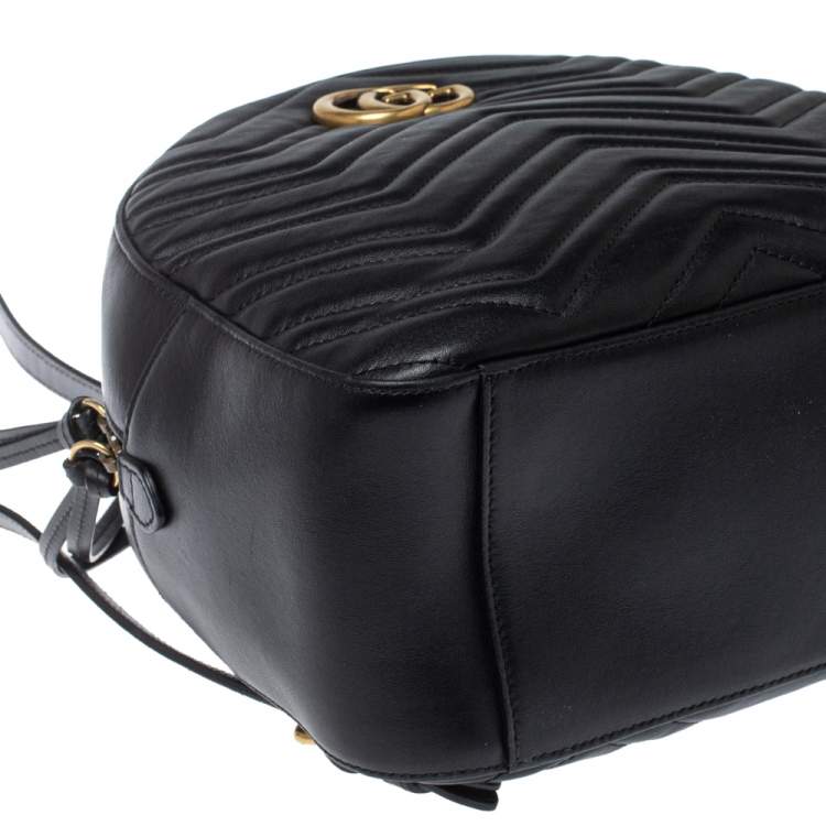 مملوكة مسبقًا Gucci Black Matelasse Leather GG Marmont Backpack