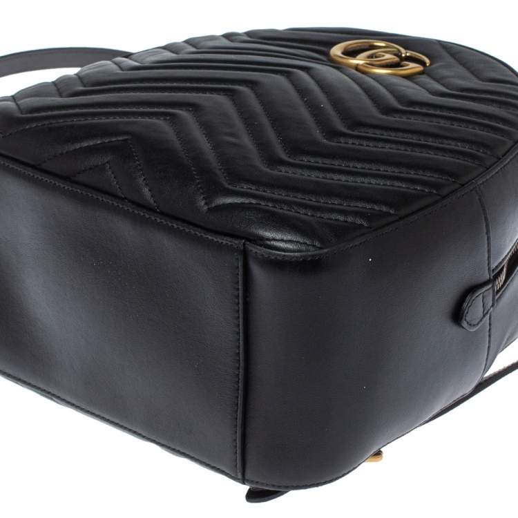 مملوكة مسبقًا Gucci Black Matelasse Leather GG Marmont Backpack