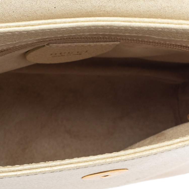 Pre Owned Gucci Ivory Leather Vintage Bamboo Top Handle Bag