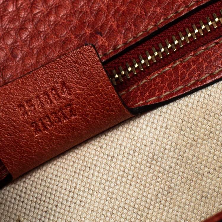 Pre Owned   Gucci Dark Orange Grain Leather Medium New Bamboo Top Handle Bag