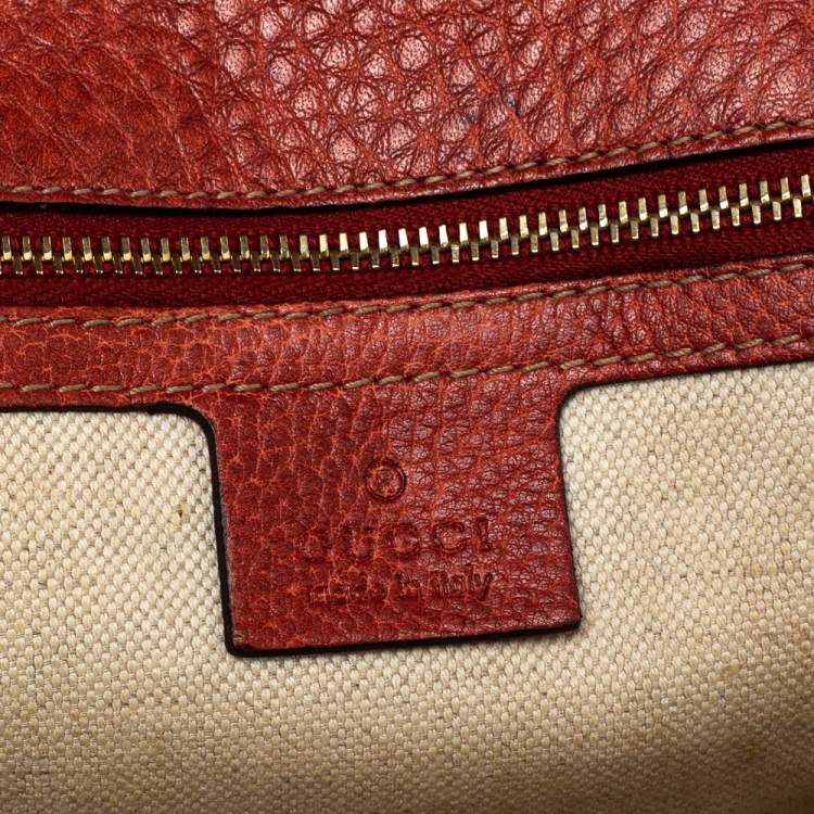 Pre Owned   Gucci Dark Orange Grain Leather Medium New Bamboo Top Handle Bag