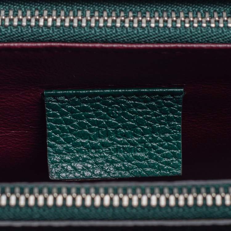 Pre Owned Gucci Green Grain Leather Small Zumi Tote