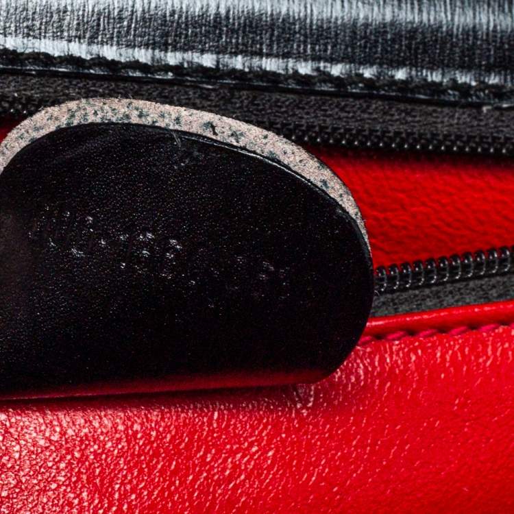 Pre Owned Gucci Black Leather Small Bamboo Top Handle Bag
