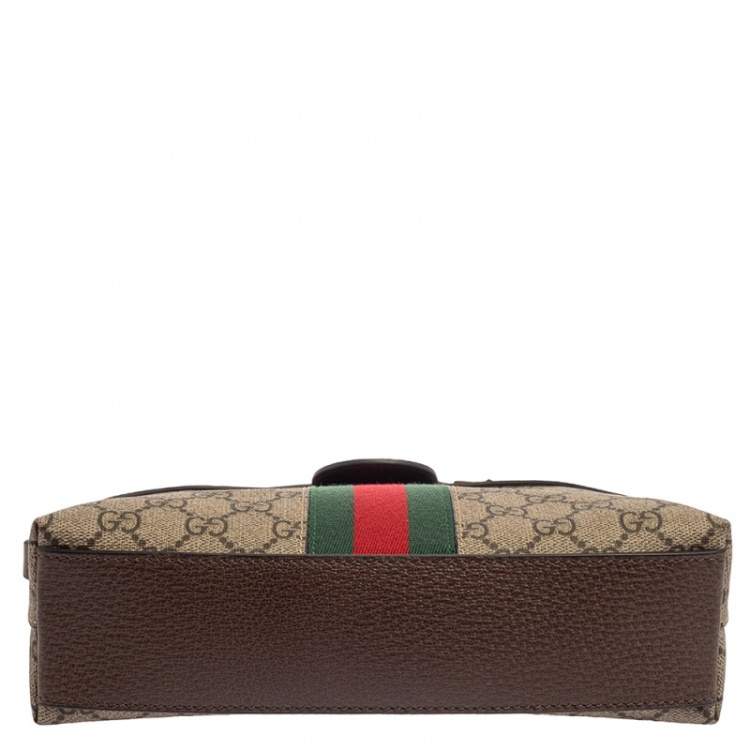 Pre Owned Gucci Beige/Brown GG Supreme Canvas and Leather Ophidia Crossbody Bag