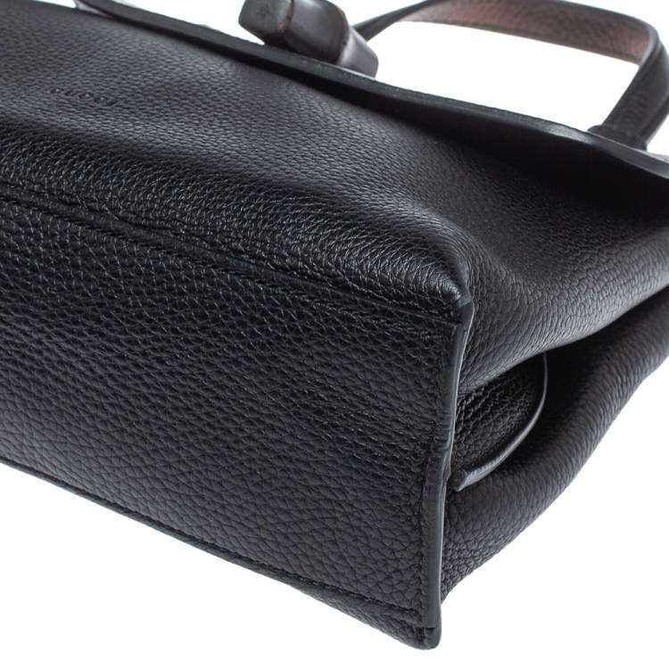 مملوكة مسبقًا Gucci Black Leather Small Bamboo Daily Top Handle Bag