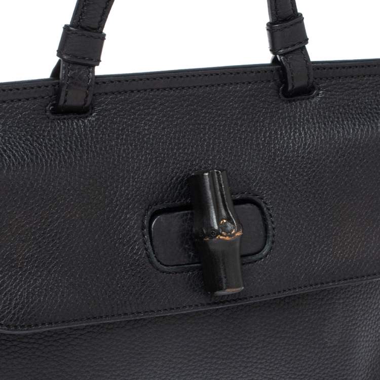 مملوكة مسبقًا Gucci Black Leather Small Bamboo Daily Top Handle Bag