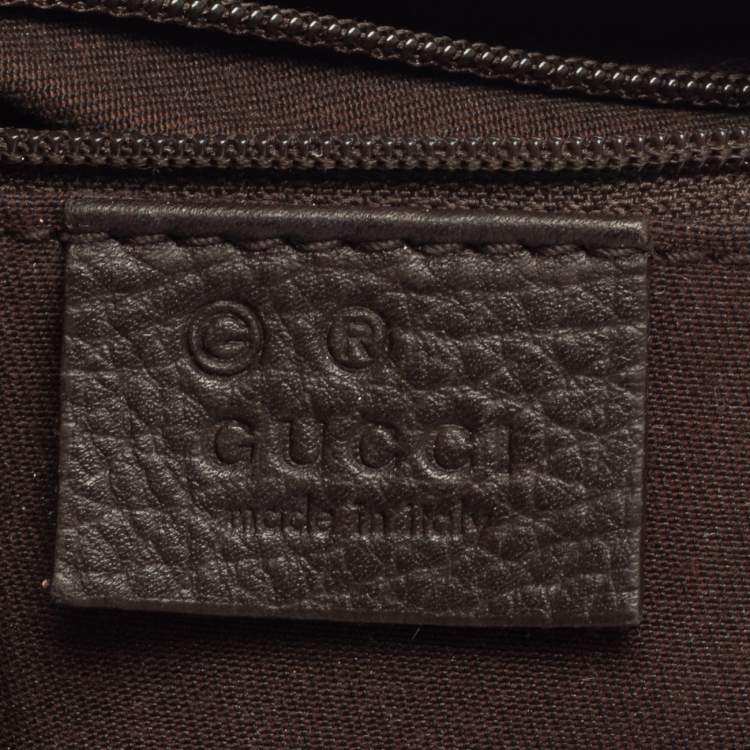 Pre Owned Gucci Brown GG Canvas And Leather Top Zip Hobo